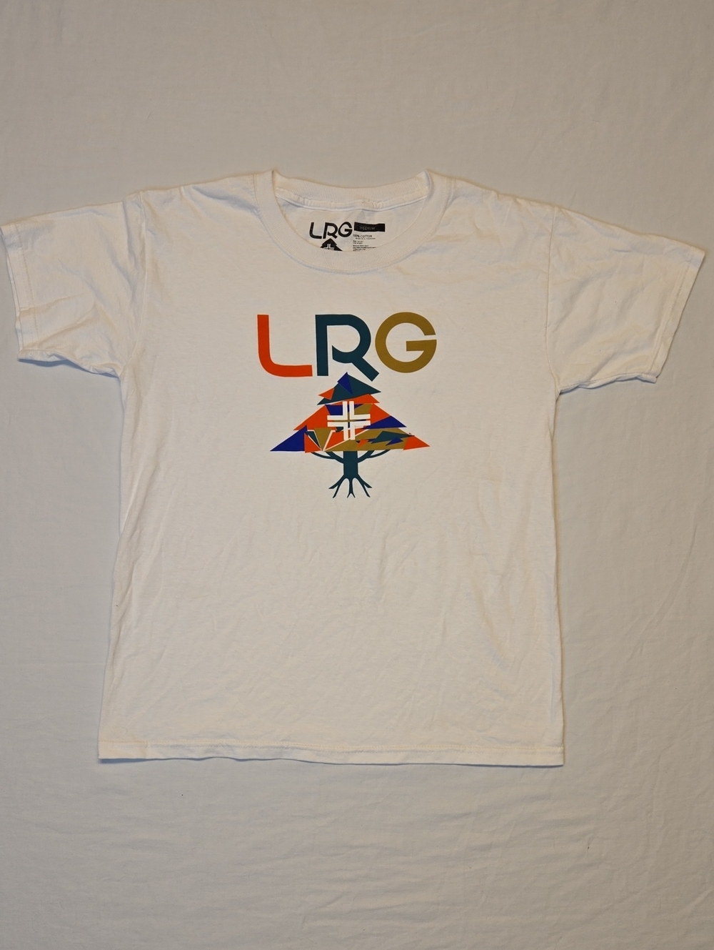 LRG Multicolor Logo Tree Graphic Crewneck T-Shirt Vintage Y2K